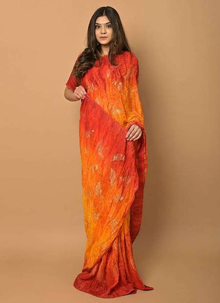 Orange ASHIMA RIHANA FOIL Designer Ethnic Wear Sequance Embroidery Work Saree 3408